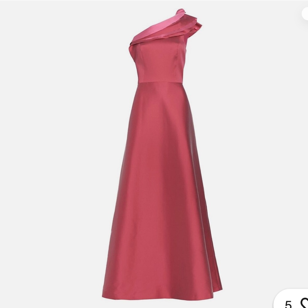 Teri Jon Pink One-Shoulder Ruffle Gown NEW